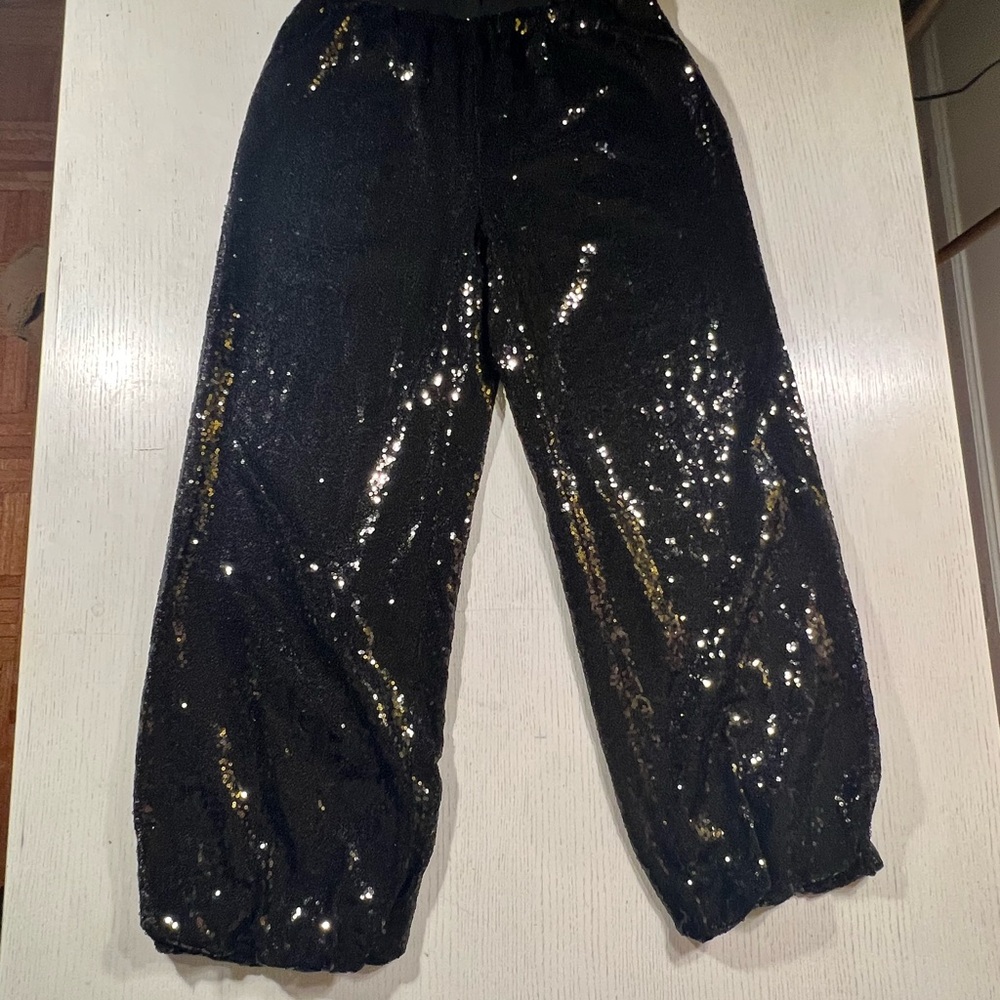 Lowest price🔥Party ready! 🖤 Sequin lined bubble hem pants w/elastic waist ⭐️NWT - Picture 4 of 9